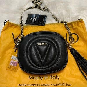 Valentino Signature Nina Black Leather Crossbody